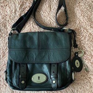 Fossil Black Leather Cross Body Bag
